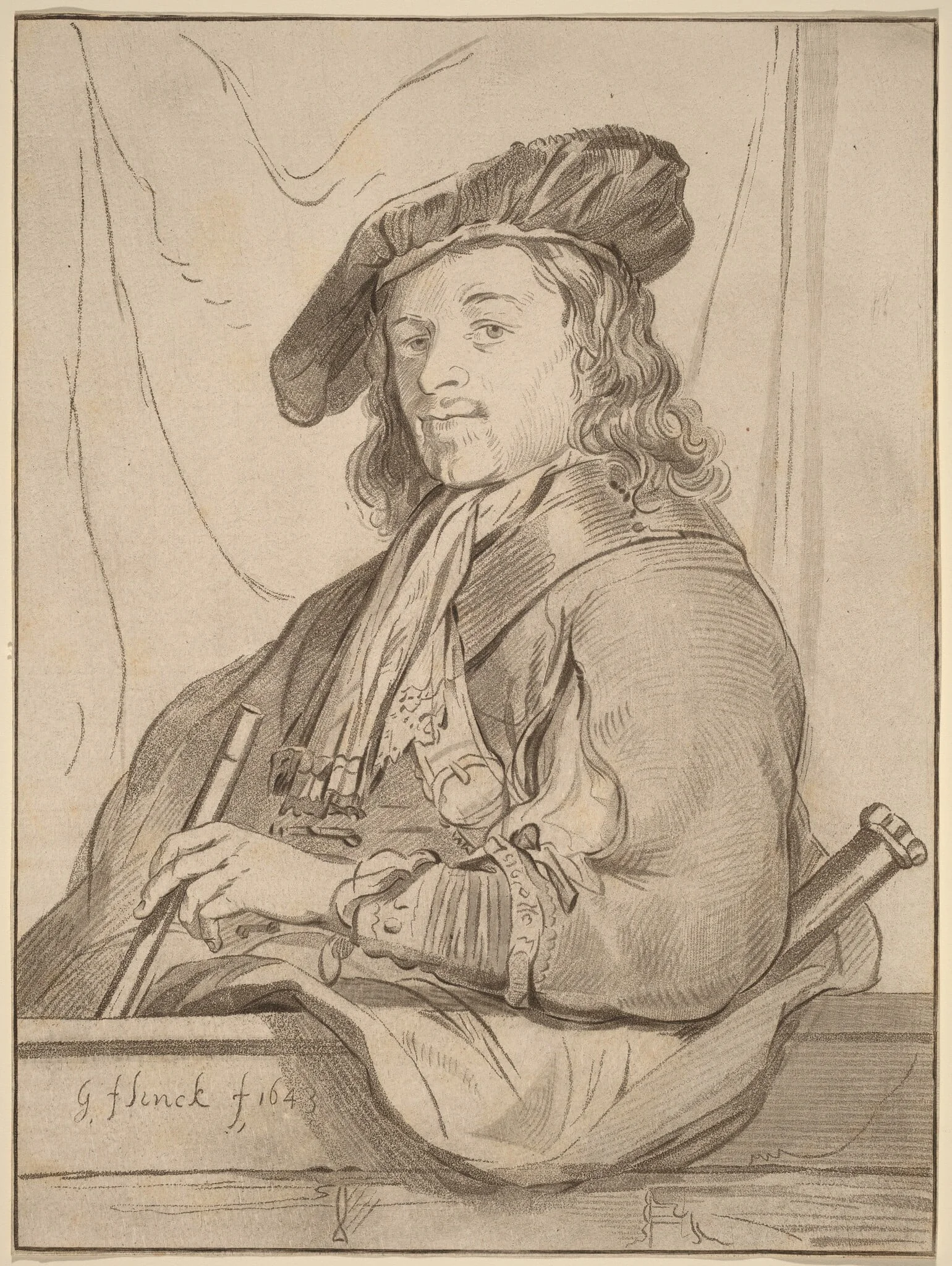 Man at the Parapet, by Jacobus Buys, chalk, 1773