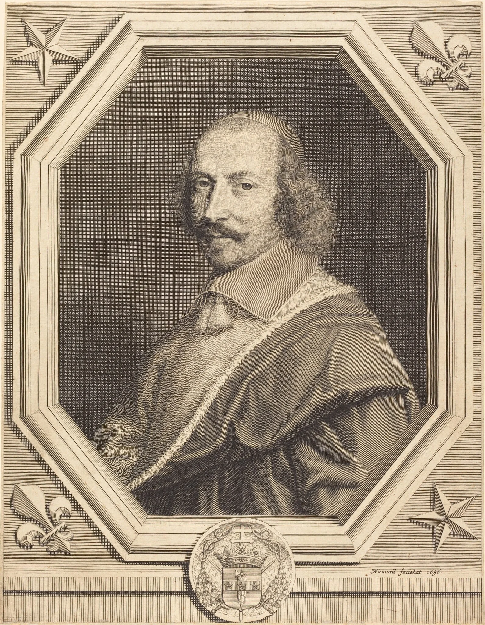 Cardinal Jules Mazarin, by Robert Nanteuil, ink, 1656