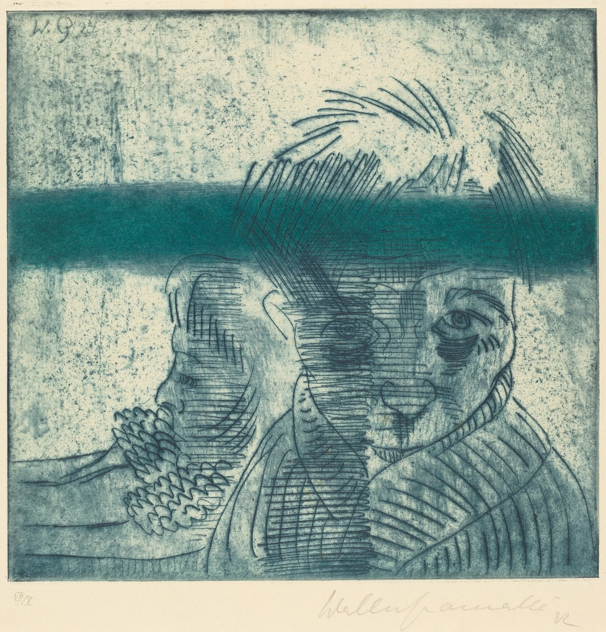 The Couple (Das Paar), by Walter Gramatté, ink, 1922