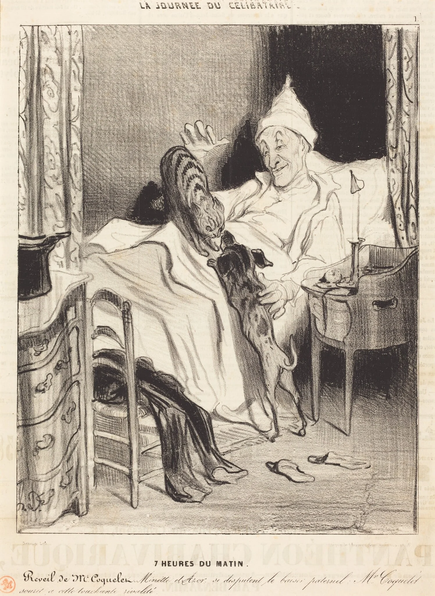 7 heures du matin, by Honoré Daumier, ink, 1839