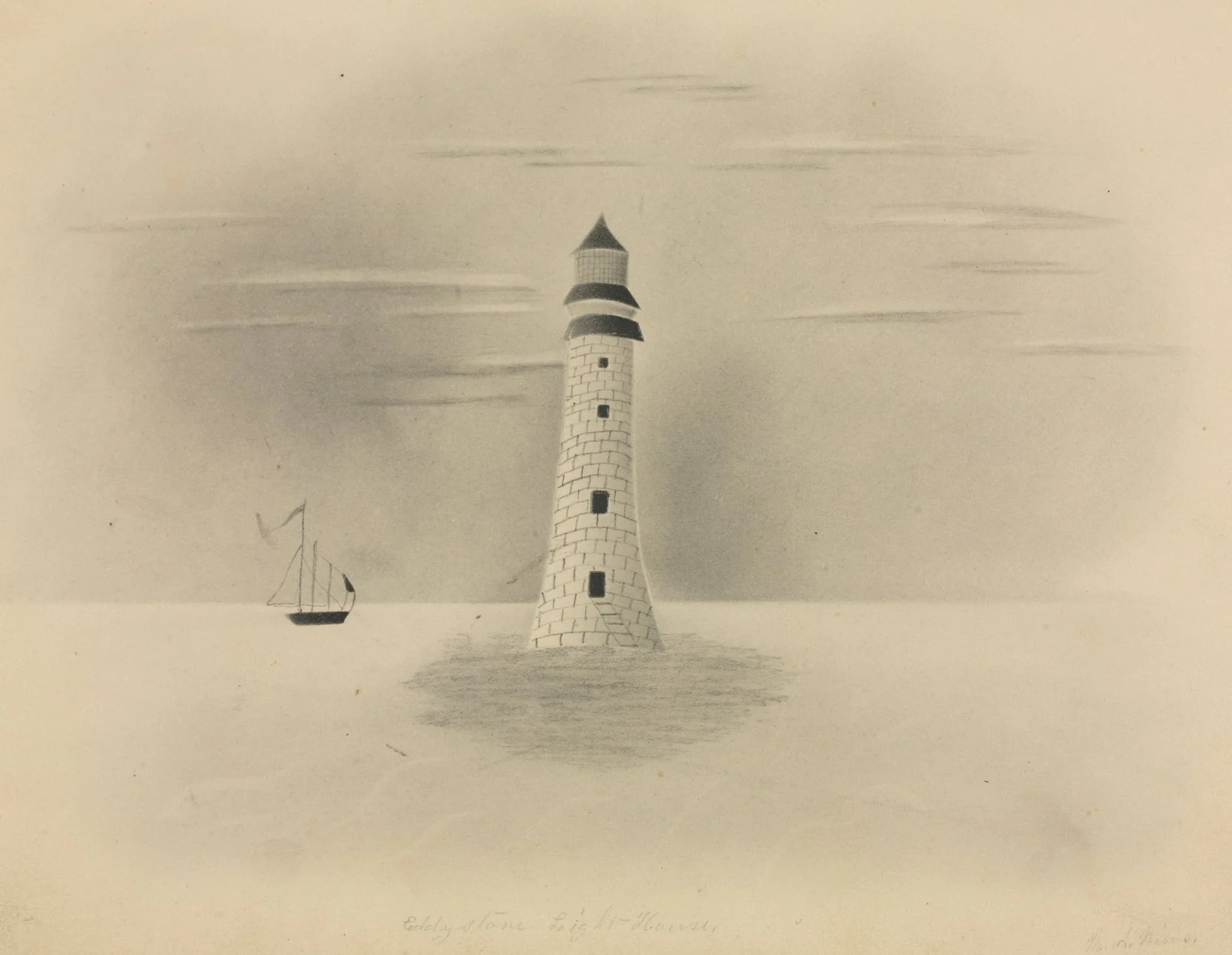 Eddystone Lighthouse, by Mary Altha Nims, 1840
