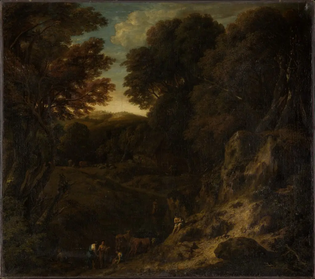 Italian Wooded Landscape with Cattle Pond