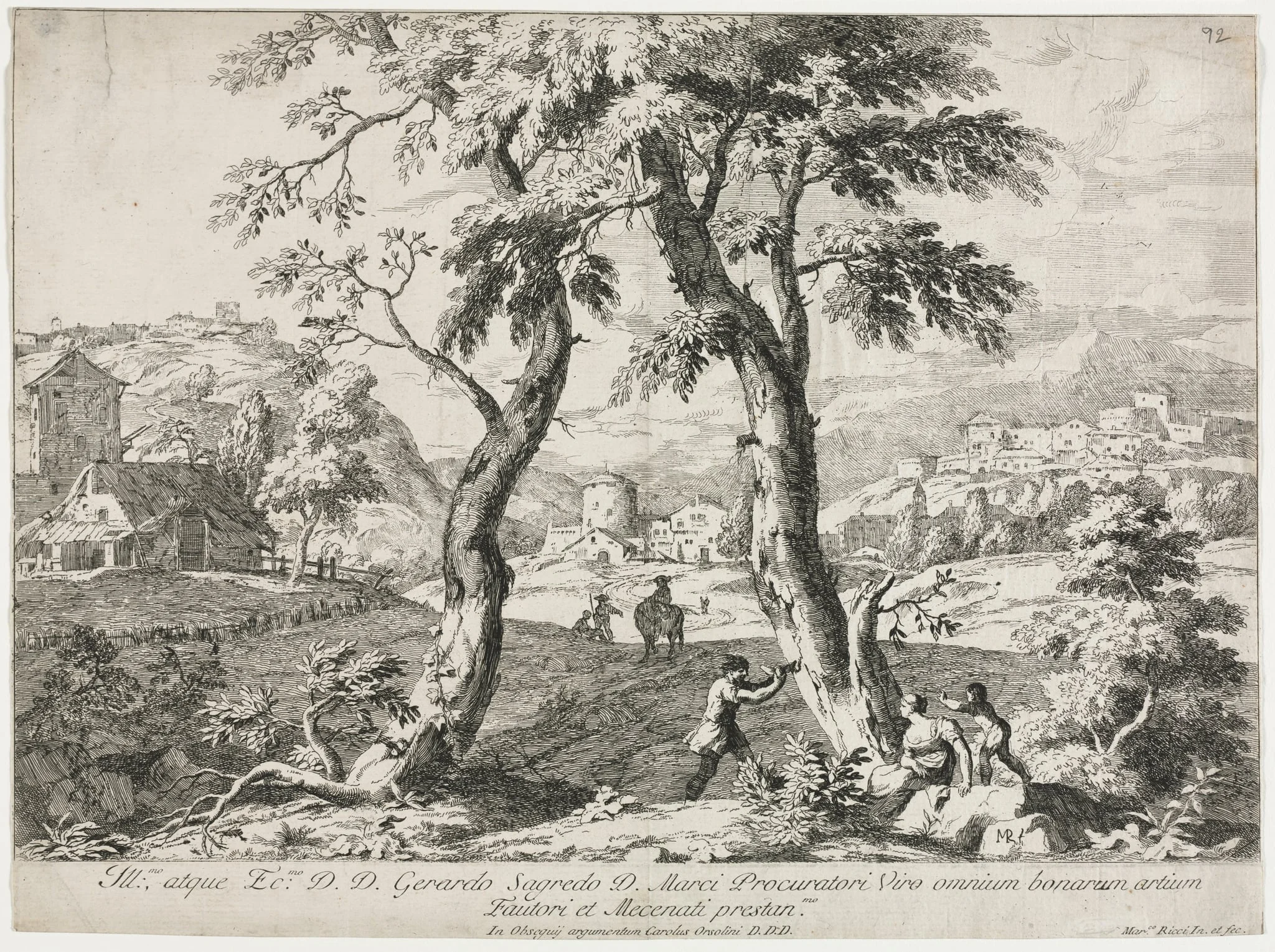 View of a Village with Figures in the Foreground, by Marco Ricci, 1723