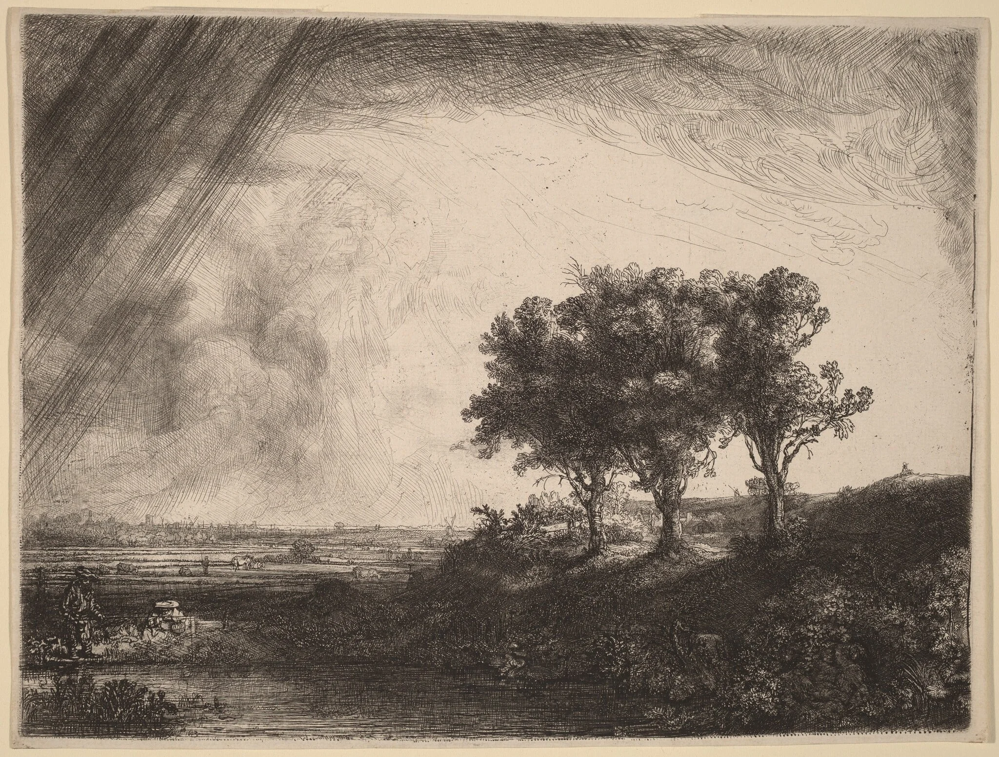 The Three Trees, by Rembrandt, ink, 1643