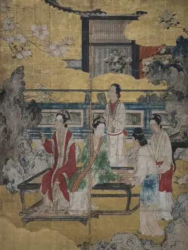 伝狩野永徳筆　唐美人図|Chinese Women in a Palace Garden