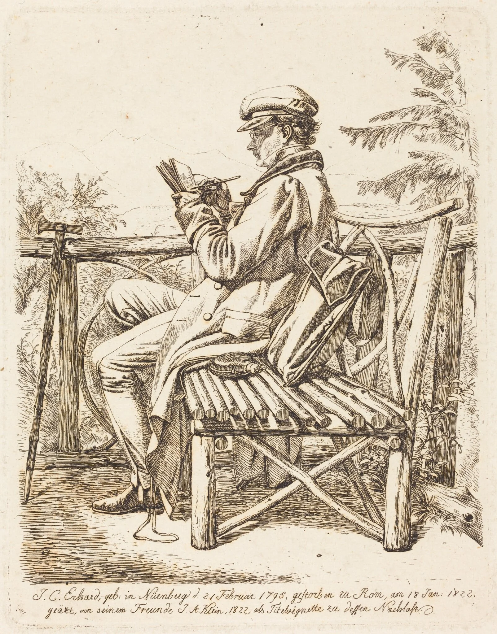 J.C. Erhard, by Johann Adam Klein, ink, 1822
