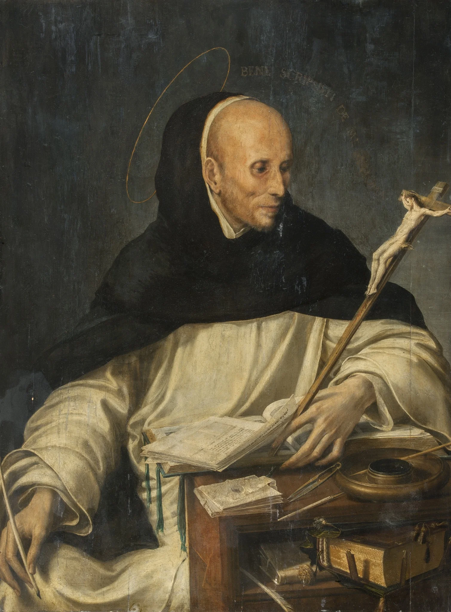 Portrait of friar, possibly Antonio Michele Ghislieri, as st. Thomas, by Girolamo Mazzola Bedoli, oil, 1543