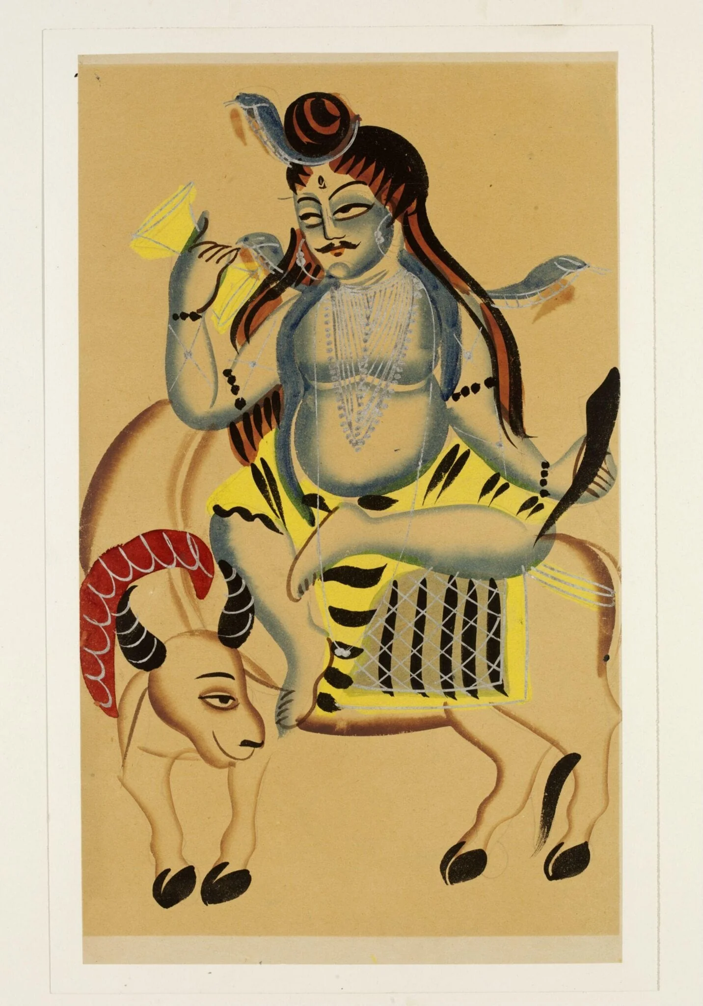 Shiva and Nandi, by Unknown, paint, 1885