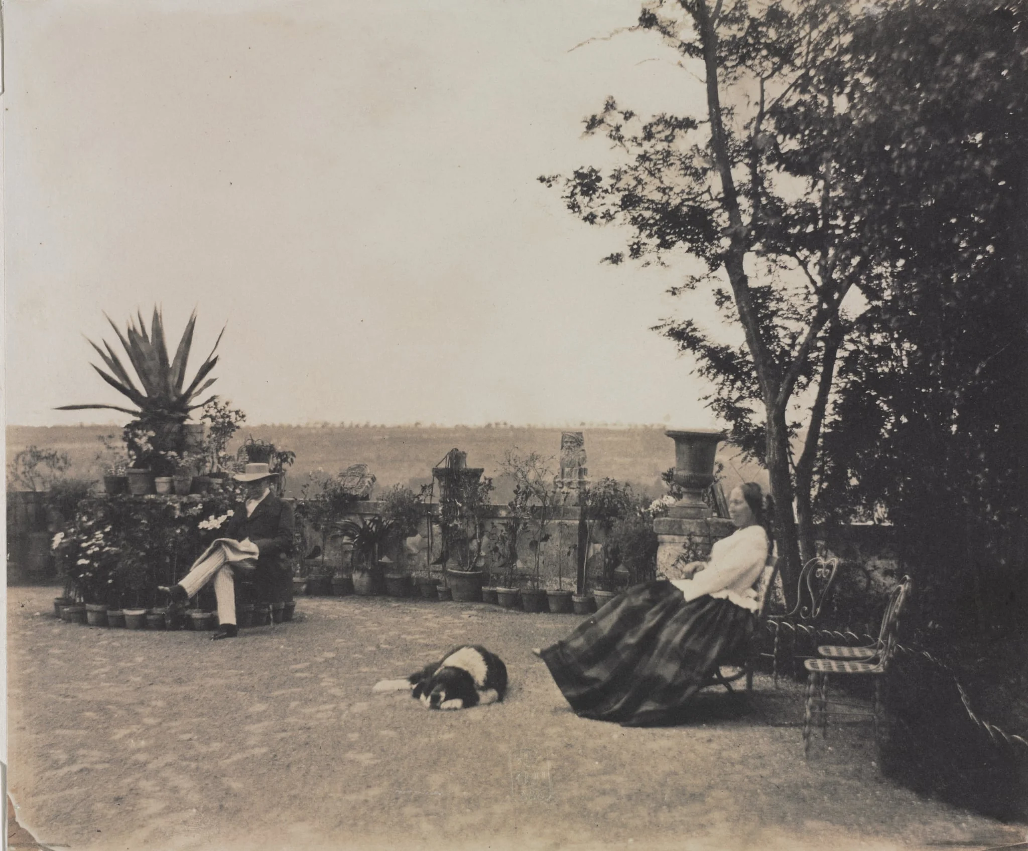 Untitled (Man and Woman Relaxing), by Louis Pierre Théophile Dubois de Nehaut, 1854
