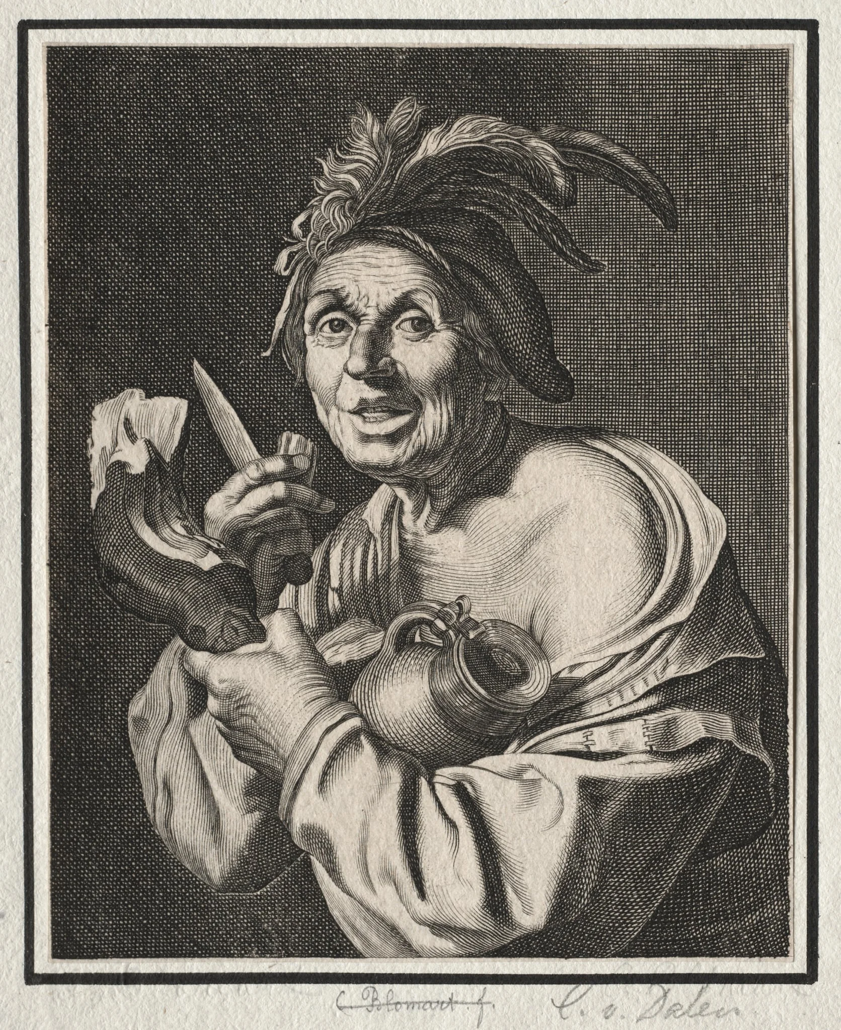 A Man with a Ham, Just Cut, by Cornelis van Dalen, 1929