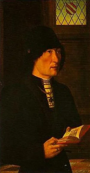 Portrait of Pierantonio Bandini Baroncelli (on the reverse: the annunciation: The Virgin), by Master of the Baroncelli Portraits, oil, 1494