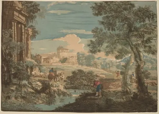 Heroic Landscape with Fisherman, Cows, and Horsemen