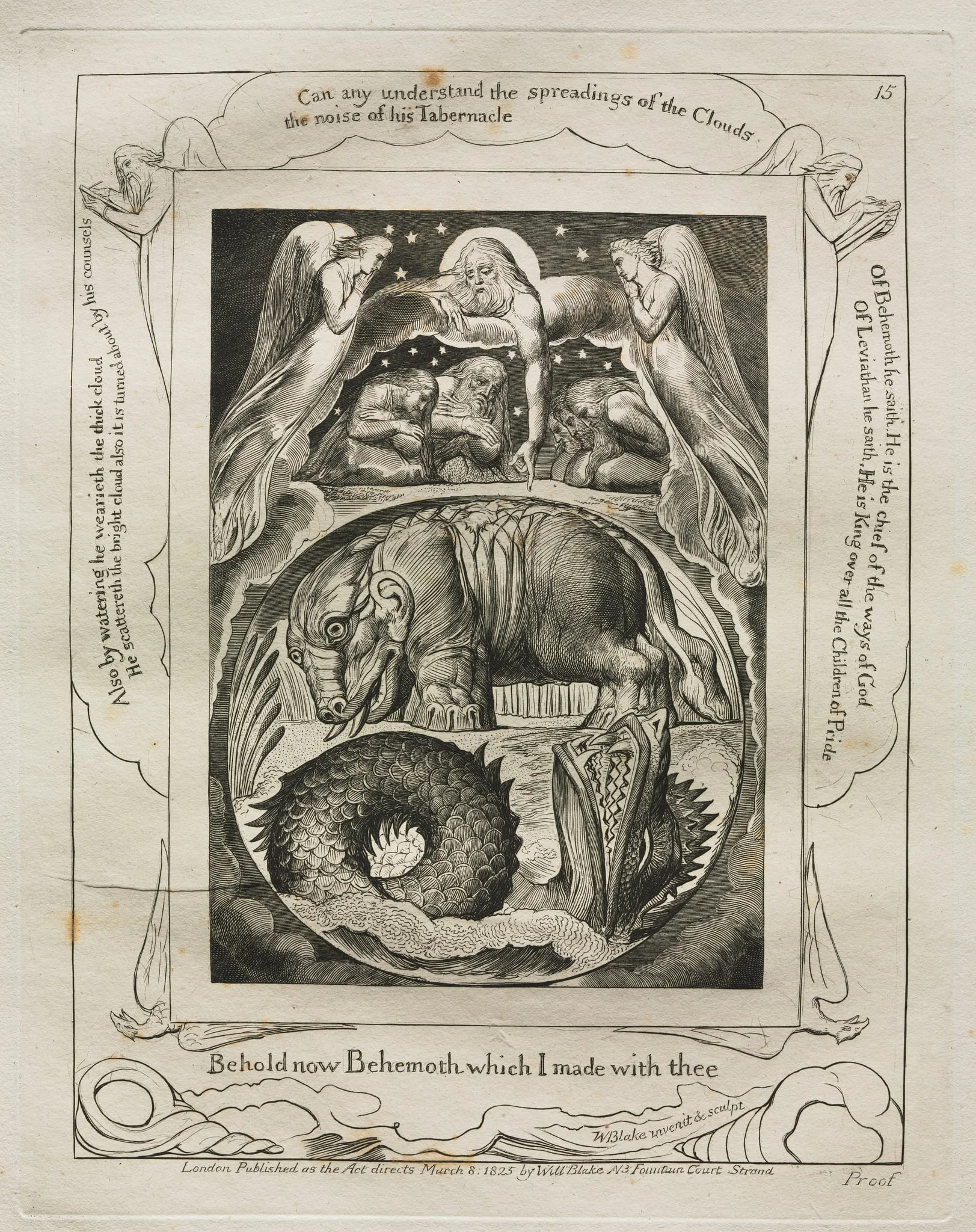 The Book of Job:  Pl. 15, Behold now Behemoth which I made with thee, by William Blake, 1825