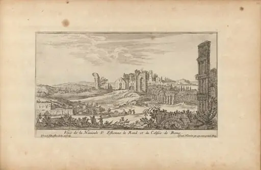 Veuë de la Navicule St. Estienne le Rond et du Colisée de Rome