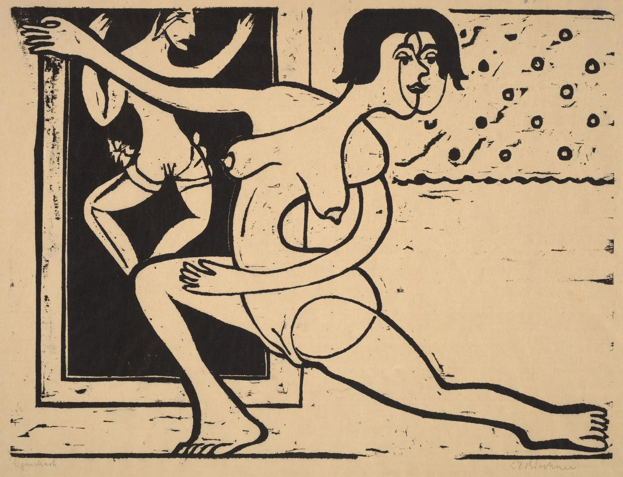 Dancer Practicing, by Ernst Ludwig Kirchner, ink, 1934