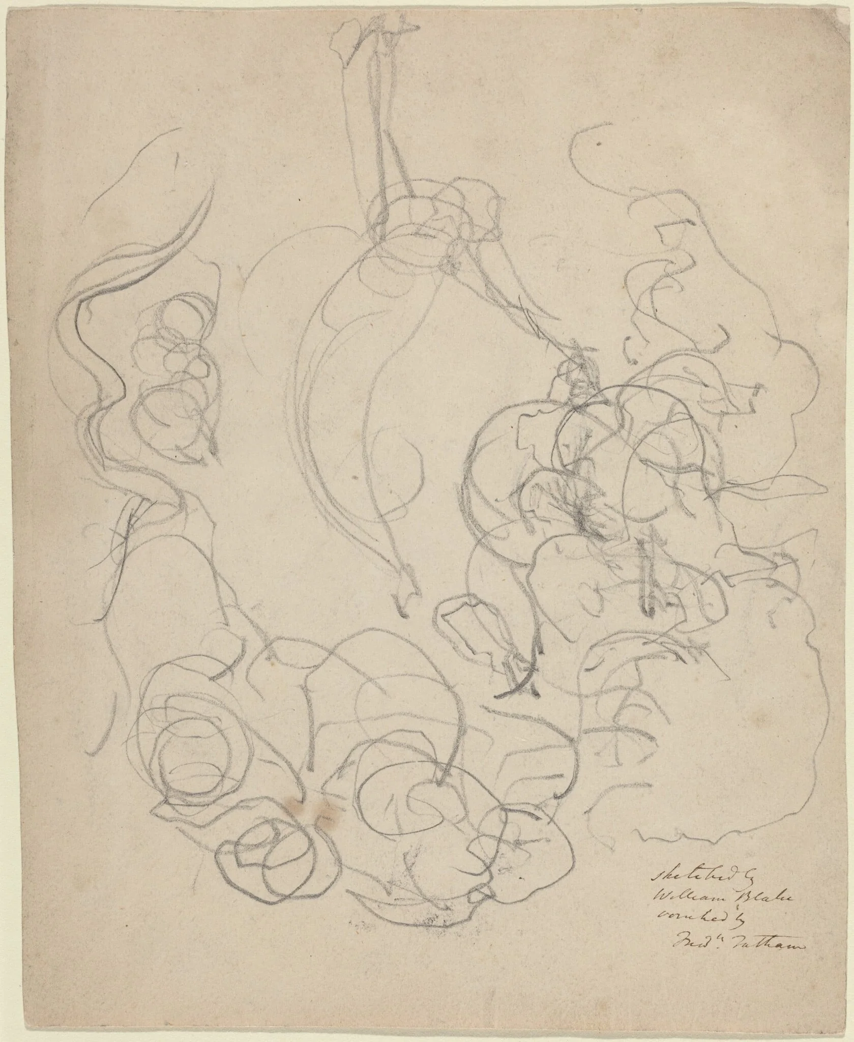 A Figure Ascending in a Glory of Clouds (?), by William Blake, graphite, 1805