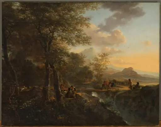 Italiaans landschap met tekenaar