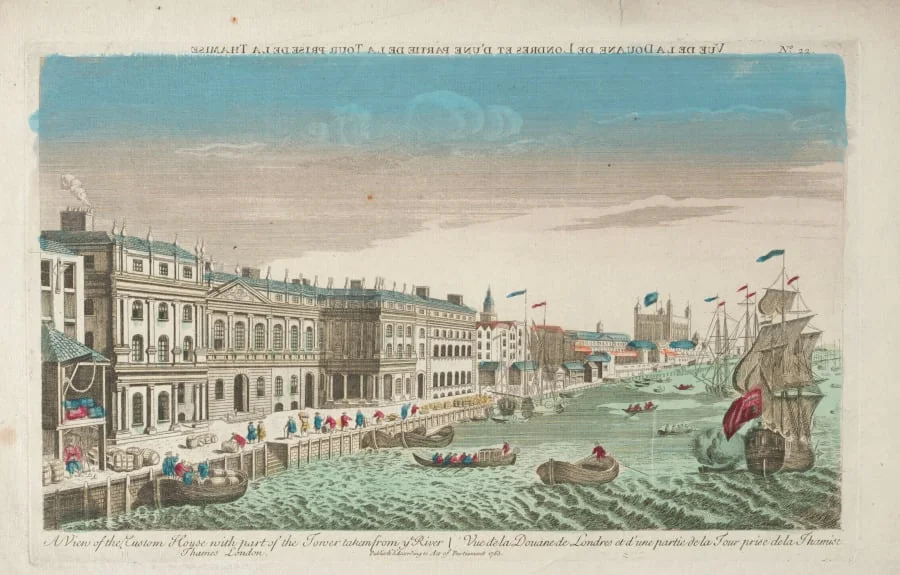 View of the Custom House and Douana of London, by Unknown, 1763