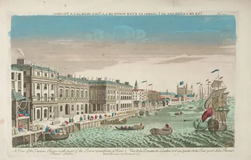 View of the Custom House and Douana of London