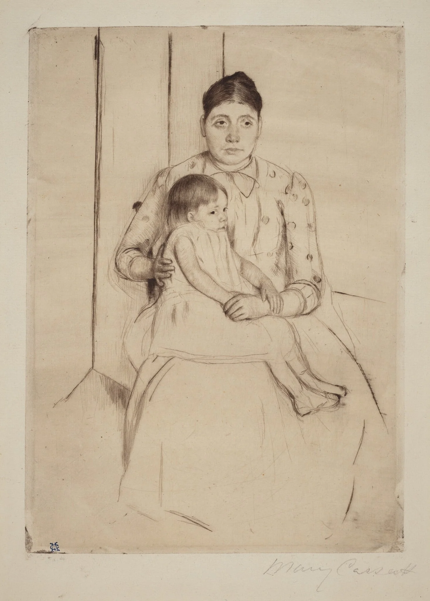 Repose, by Mary Cassatt, ink, 1890