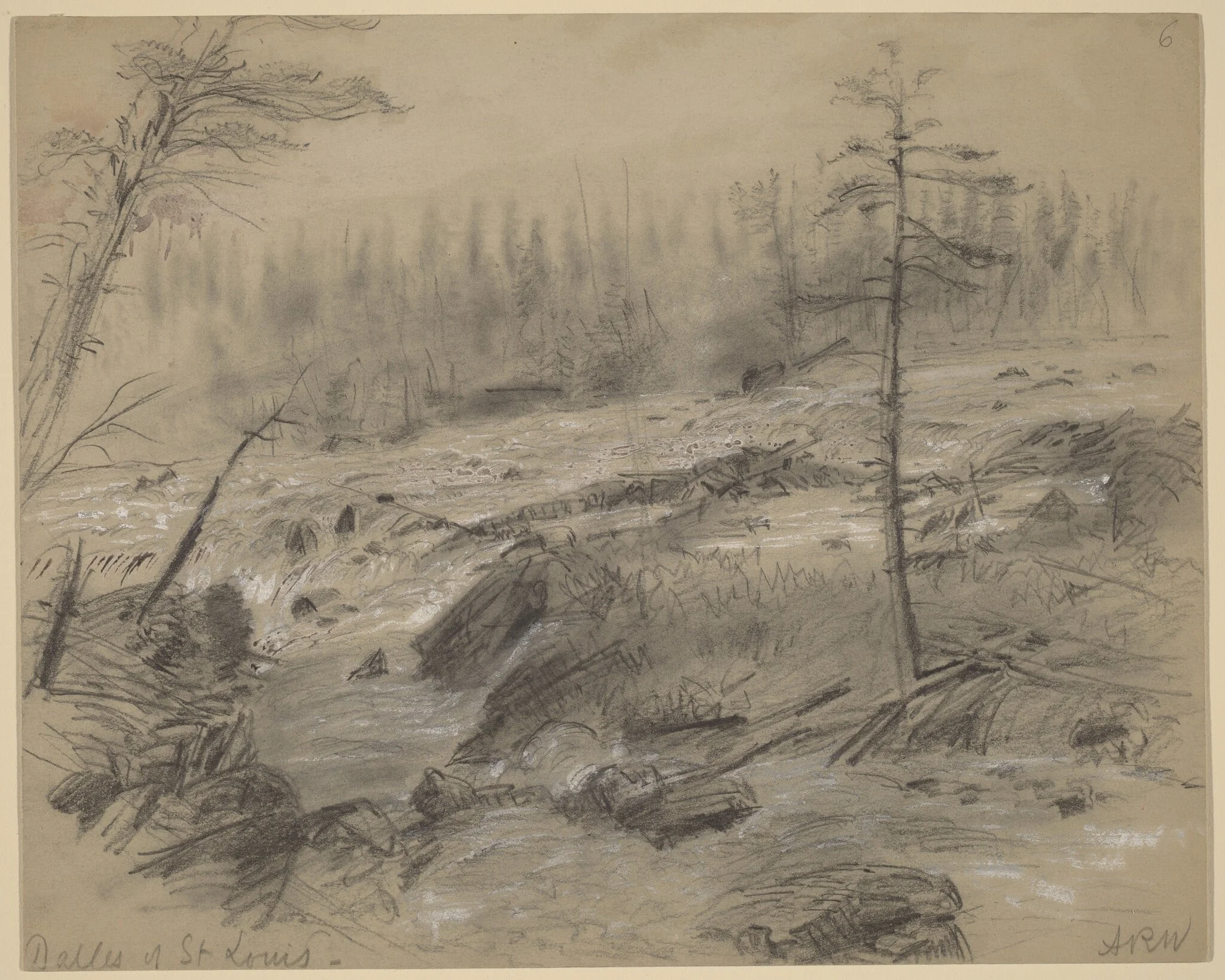 The Dalles of St. Louis, by Alfred R. Waud, ink, 1860