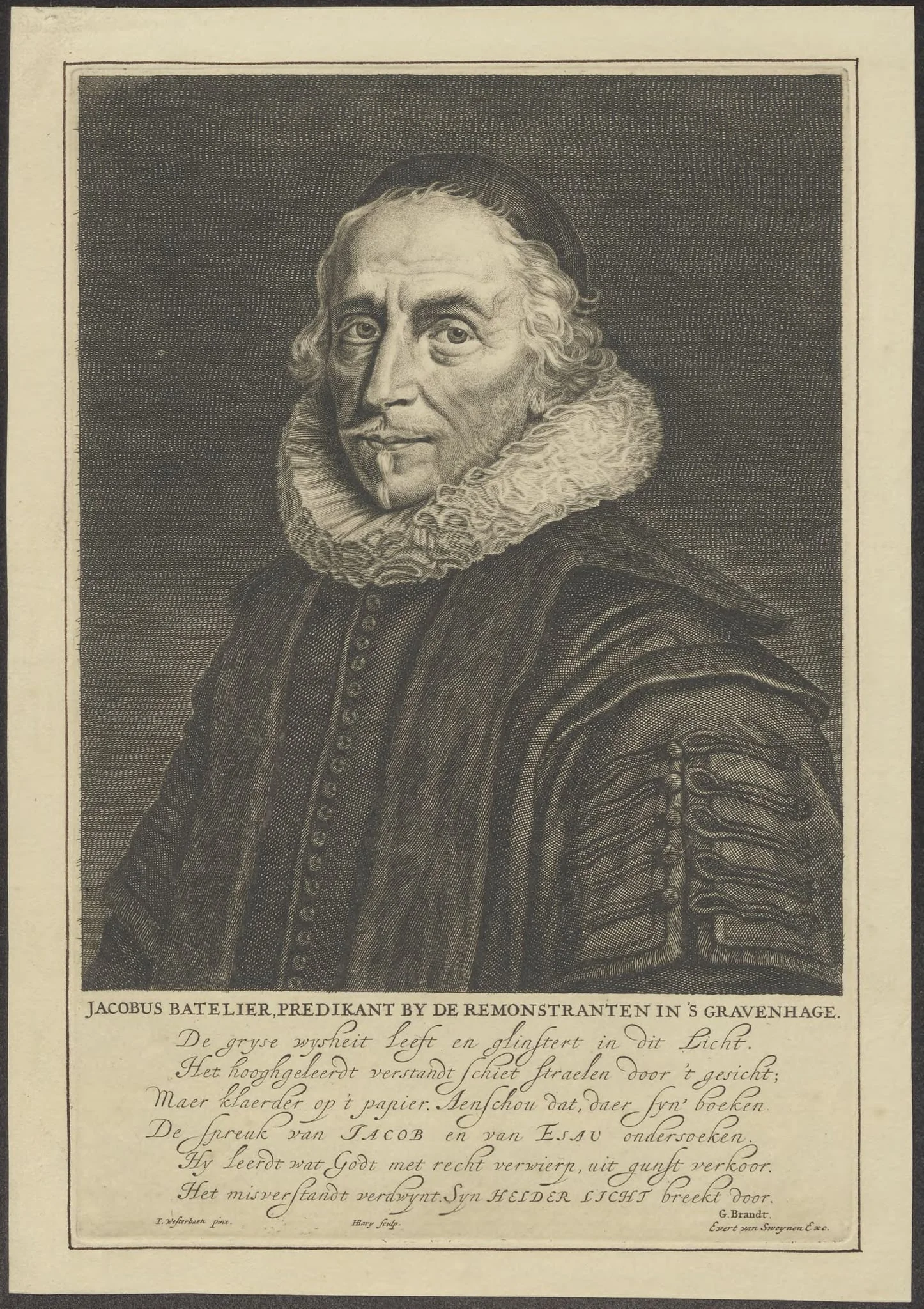 Portrait of J. Batelier, Remonstrant minister in The Hague