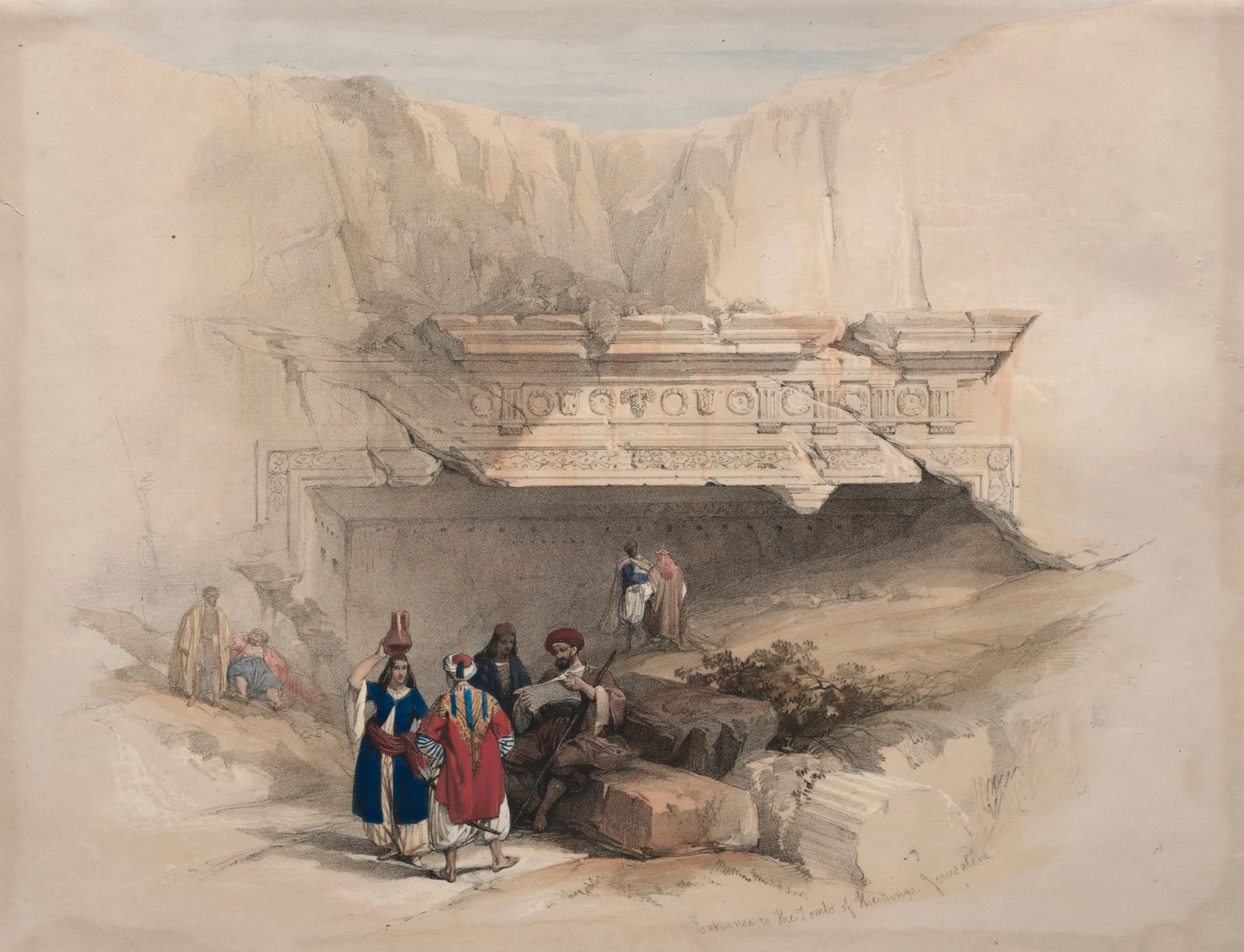 Entrance to the Tombs of the Kings, Jerusalem, by David Roberts, 1839
