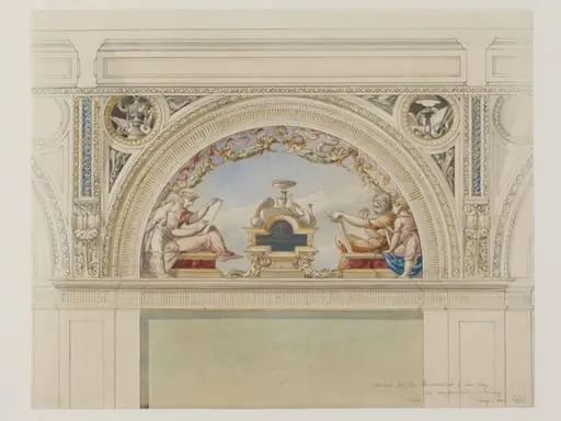 Design for decorative lunette: 'Model Drawing'