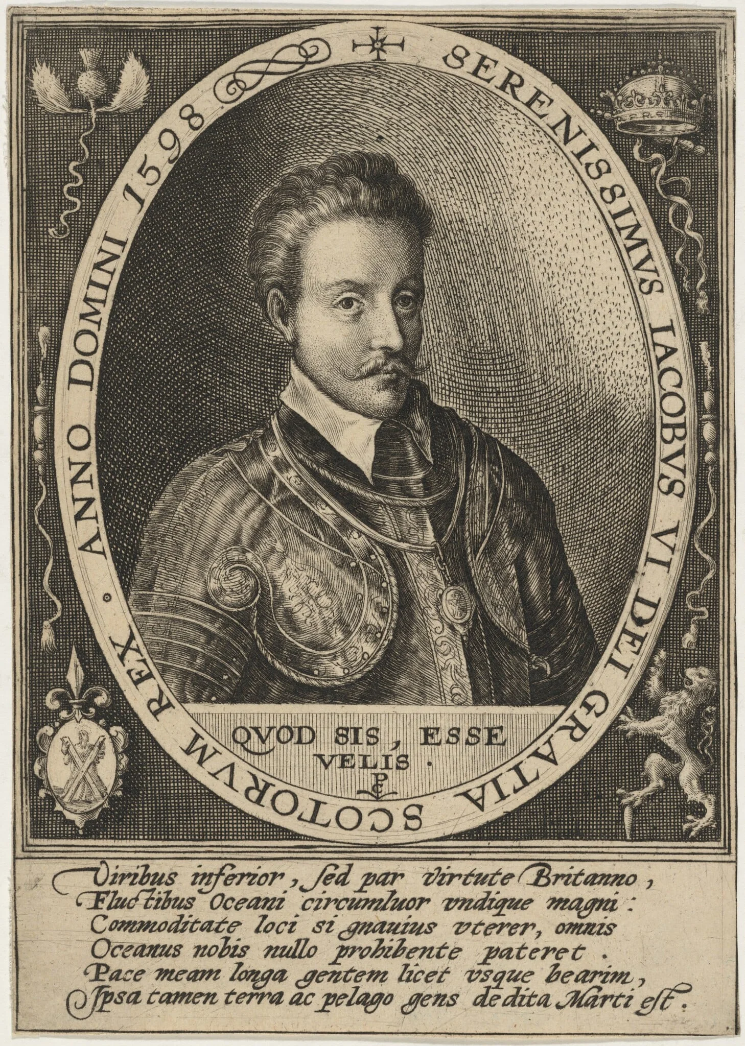 James I, as King of Scotland, by Crispijn van de Passe I, ink, 1598
