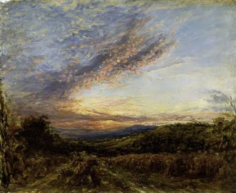 Sunset over a moorland landscape