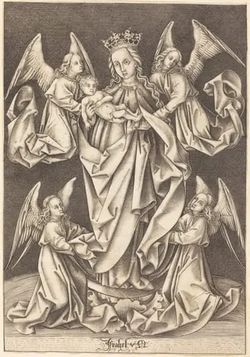 The Madonna and Child on the Crescent Supported by Four Angels