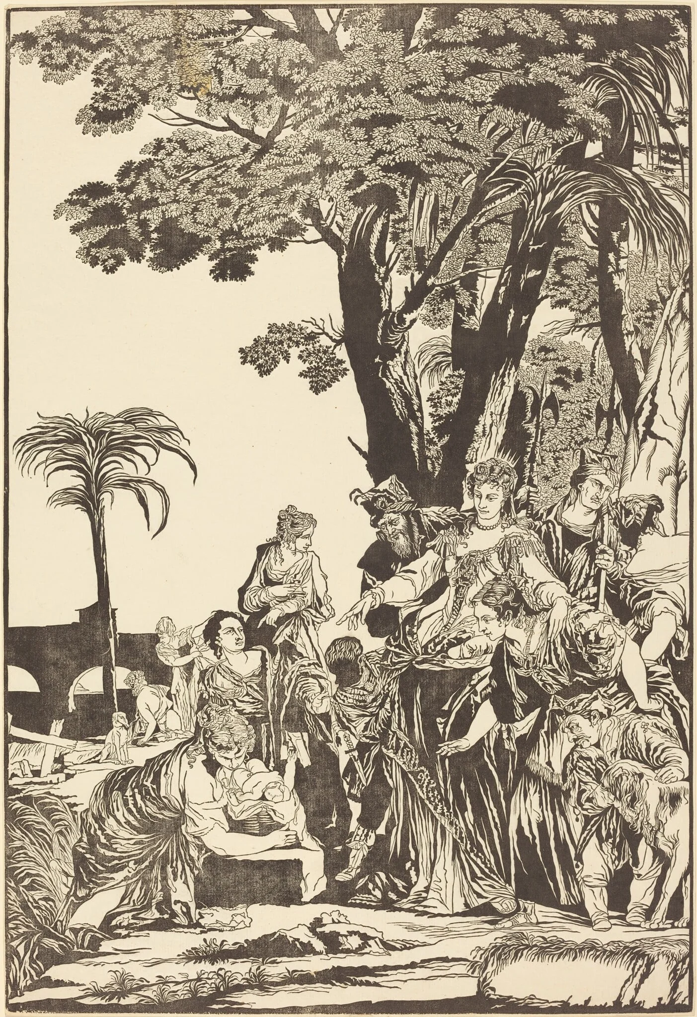 The Finding of Moses, by John Baptist Jackson, ink, 1741