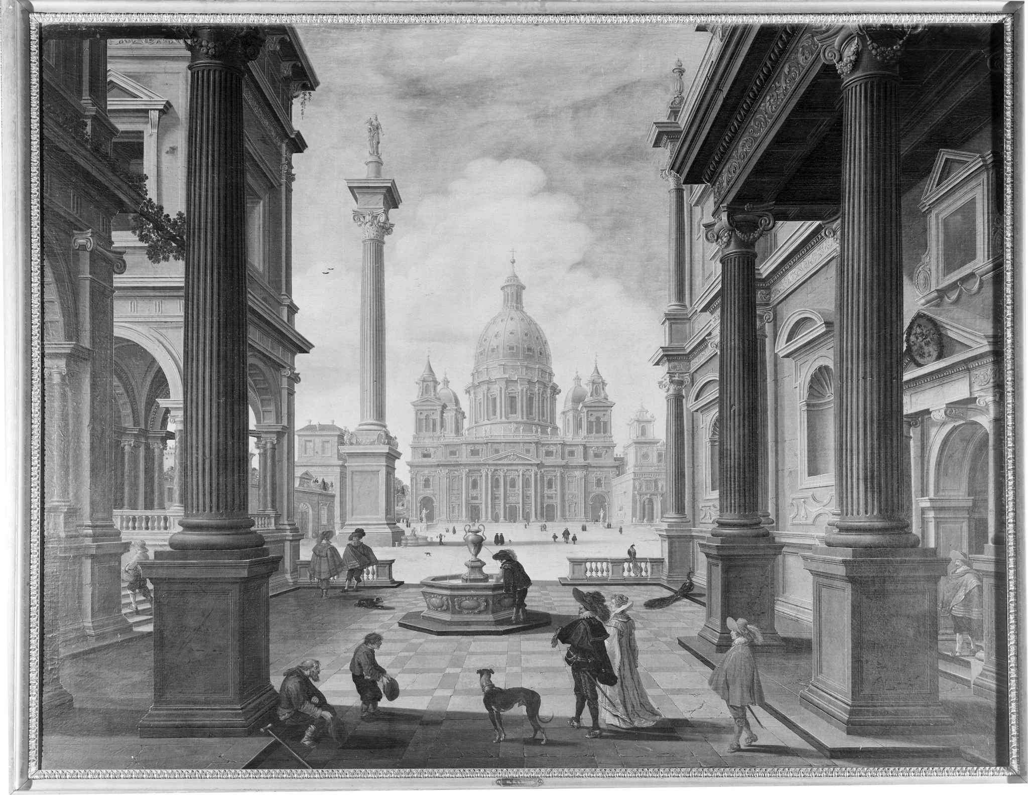 Square in front of a Magnificent Church, by Unknown, 1623