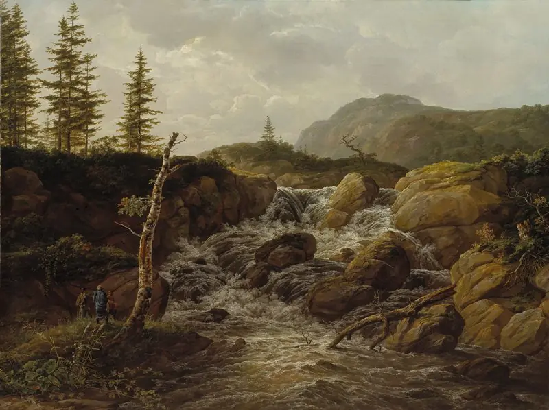 Mountainous Landscape with a Waterfall, Norway