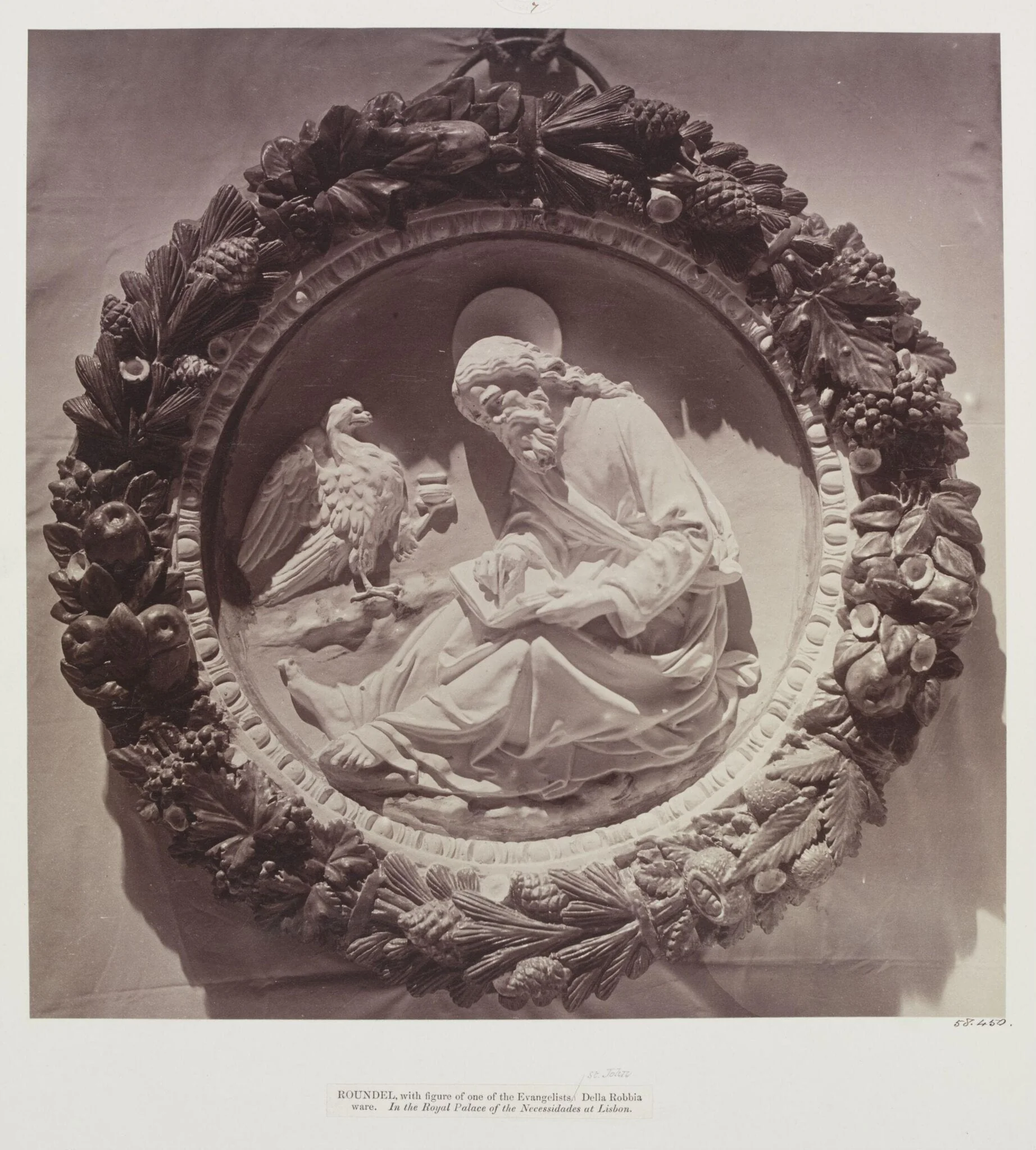 Roundel, St. John, by della Robbia, Palace of Necessidades, by Charles Thurston Thompson, photographic, 1866