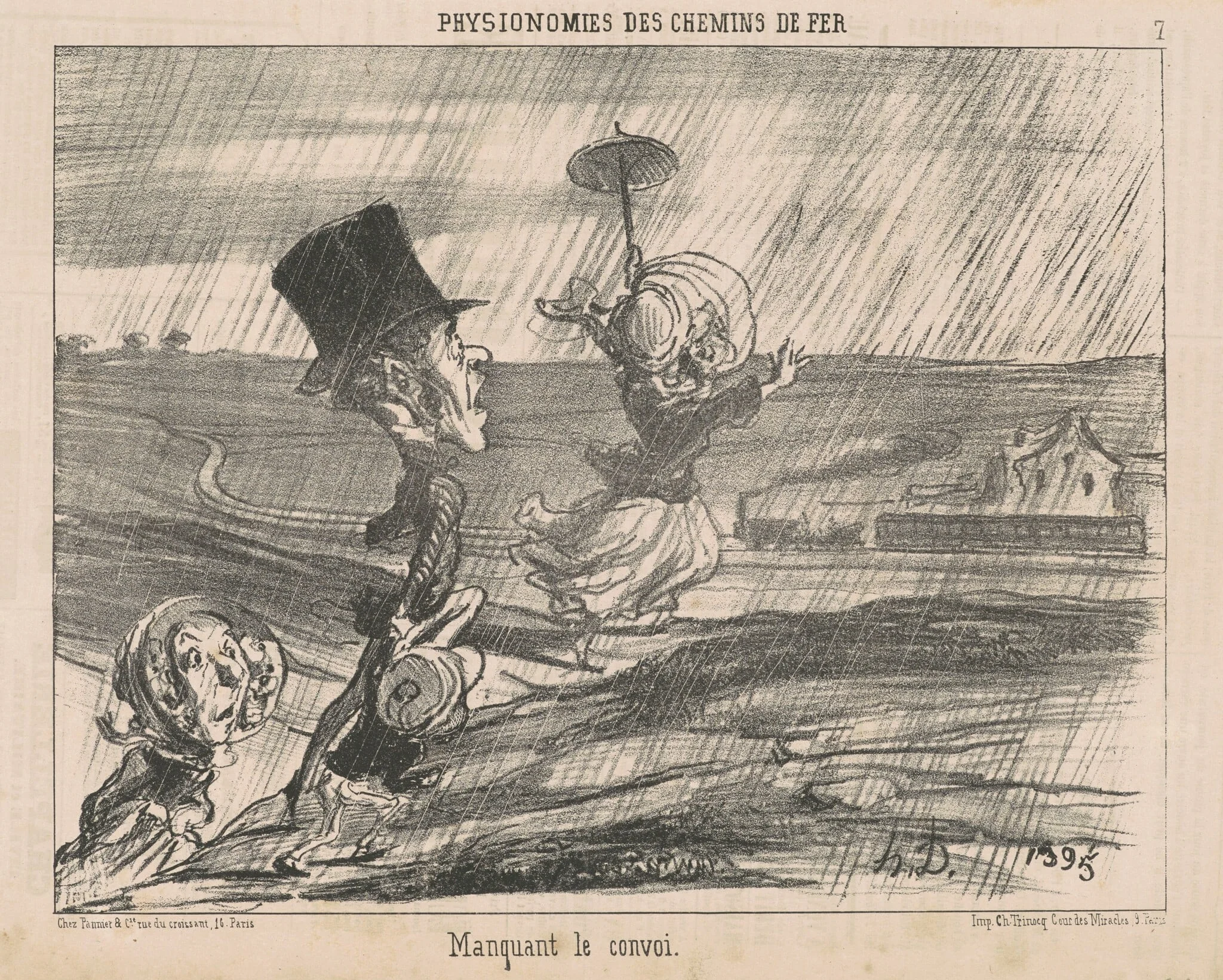 Manquant le convoi, by Honoré Daumier, ink, 1852