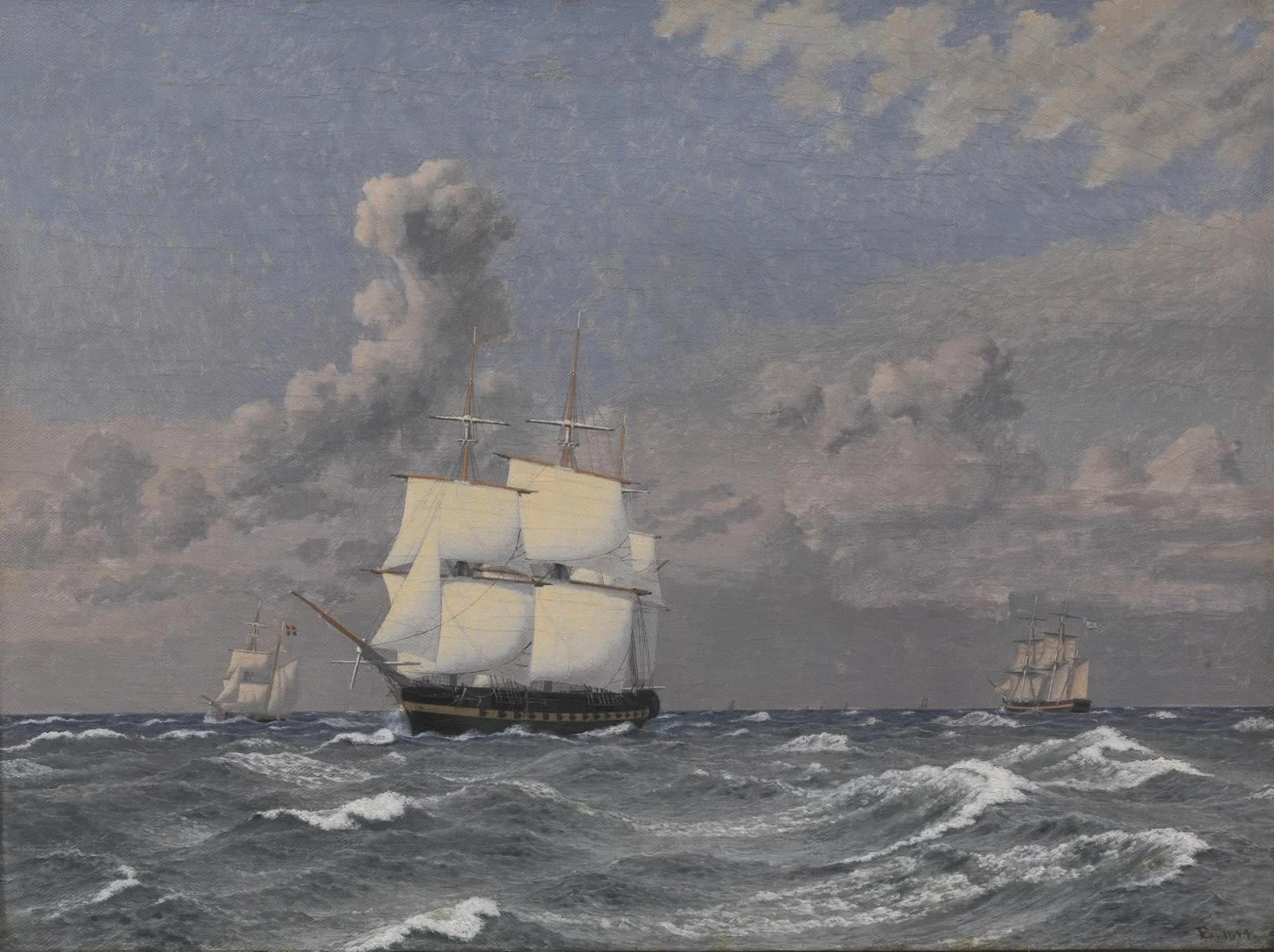 A Frigate and some other Ships Cruising, by Unknown artist, 1845
