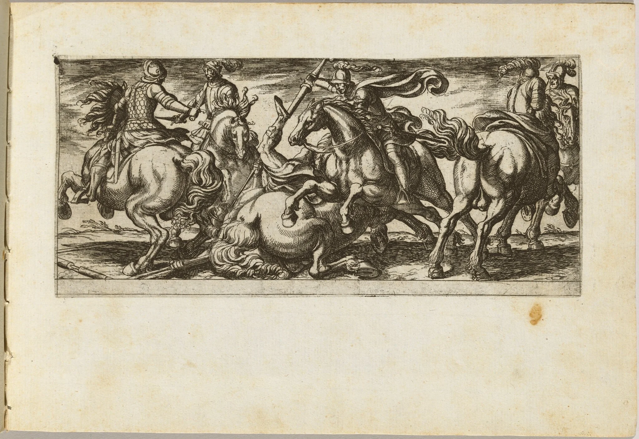 Six Cavalrymen in Combat, by Antonio Tempesta, ink, 1592