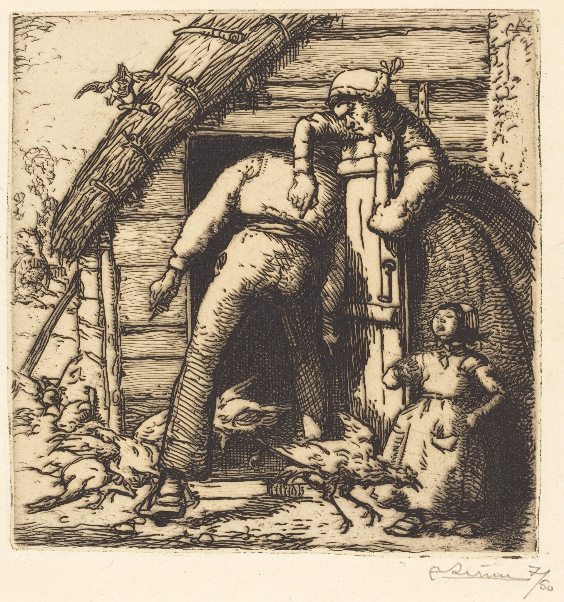 The Poulterer, Vendee (Le Poulailler, Vendee), by Auguste Lepère, ink, 1908