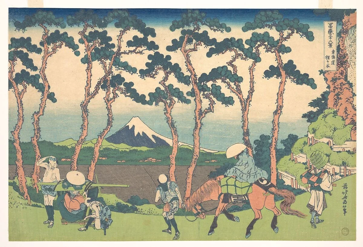 冨嶽三十六景　東海道保土ケ谷|Hodogaya on the Tōkaidō (Tōkaidō Hodogaya), from the series Thirty-six Views of Mount Fuji (Fugaku sanjūrokkei), by Katsushika Hokusai, ink, 1831