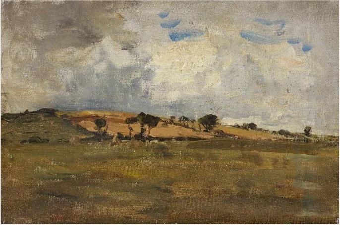 The Cornfields beyond, by Nathaniel Hone the Younger, oil, 1881