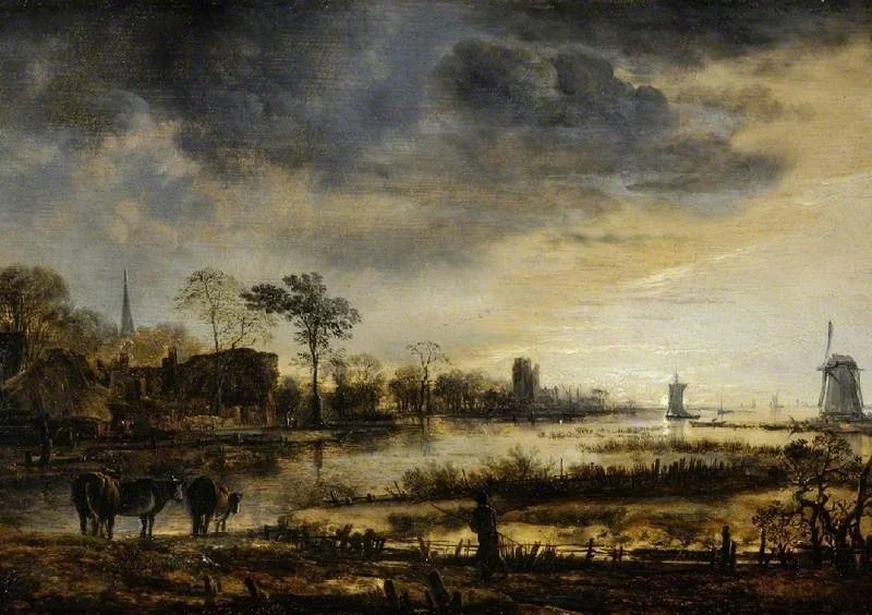 An estuary by moonlight