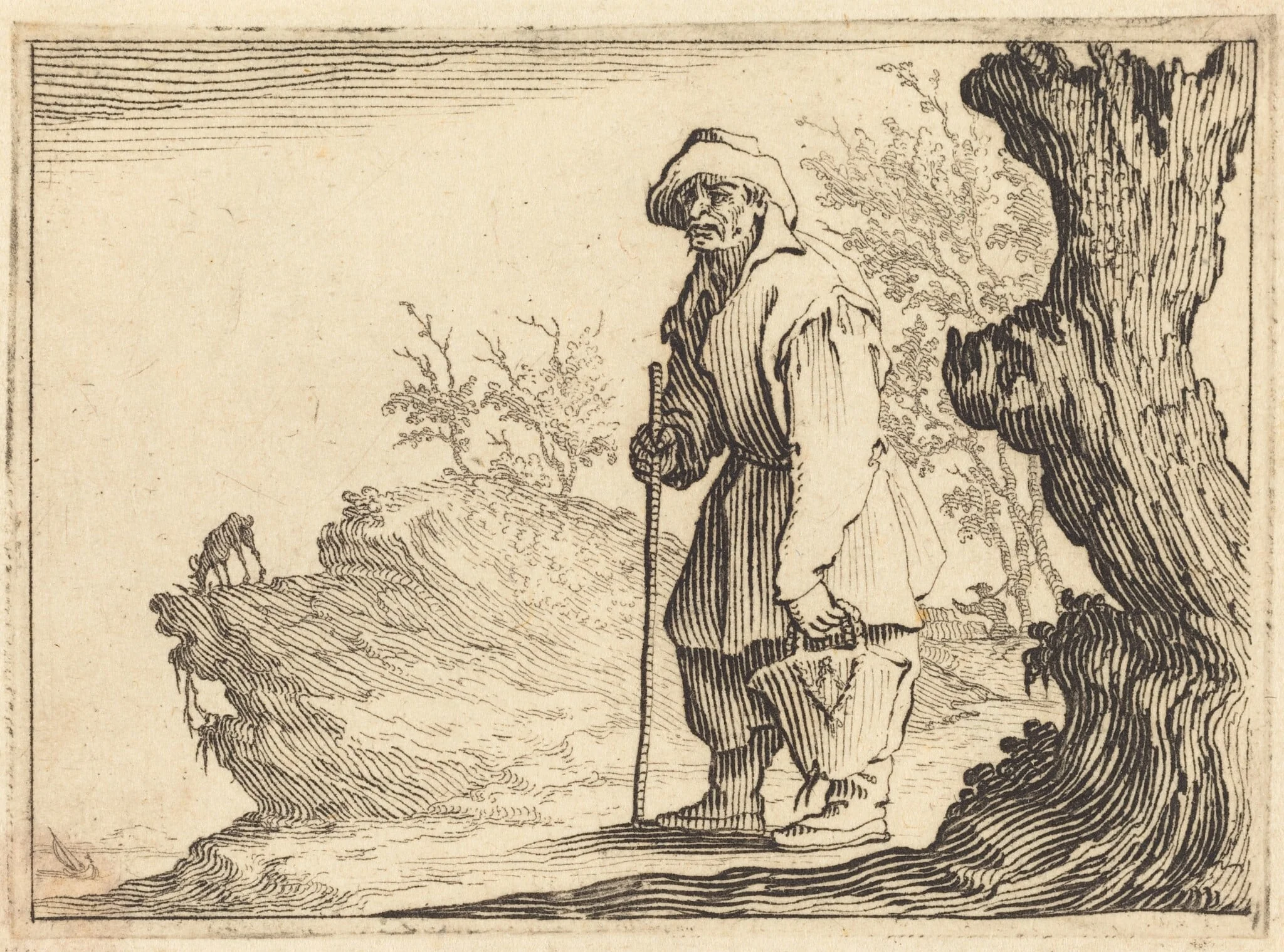 Peasant with Sack, by Jacques Callot, ink, 1617