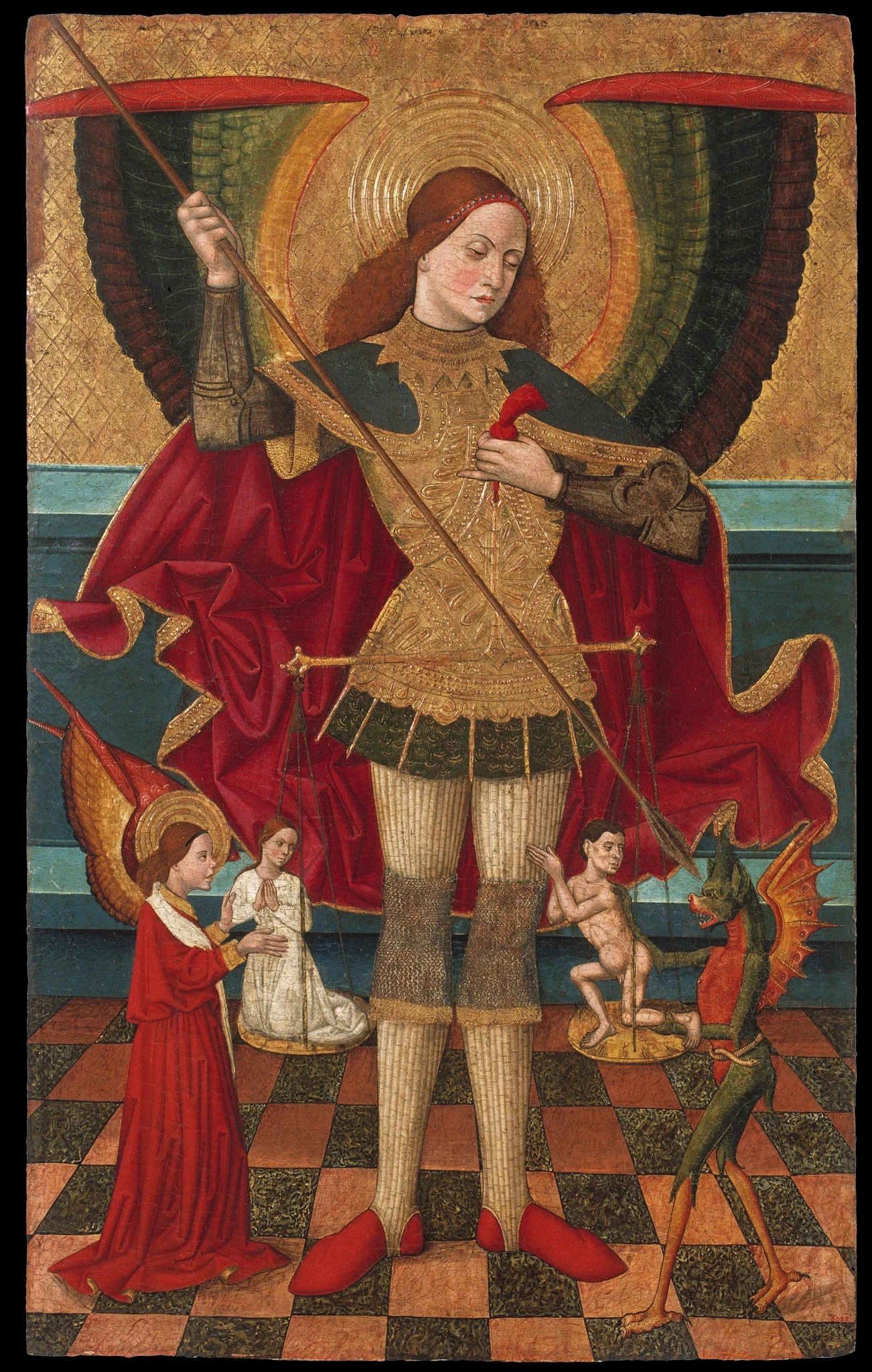 Saint Michael Weighing Souls, by Juan de la Abadía, unspecified, 1496