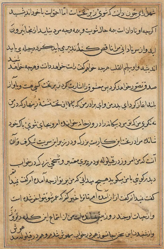 Page from Tales of a Parrot (Tuti-nama): text page