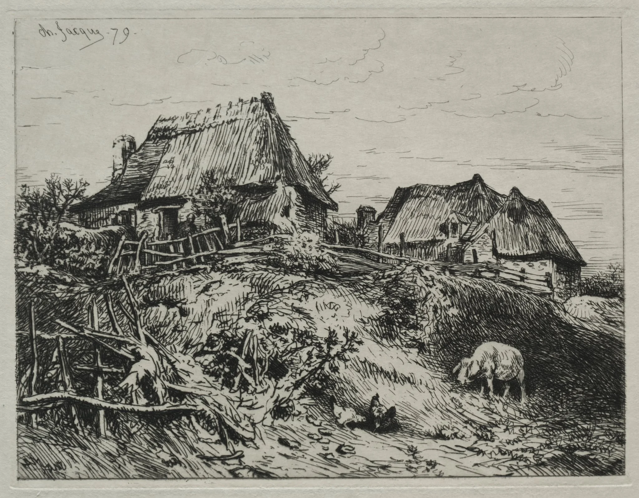 Two Cottages on a Bank