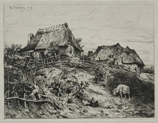 Two Cottages on a Bank