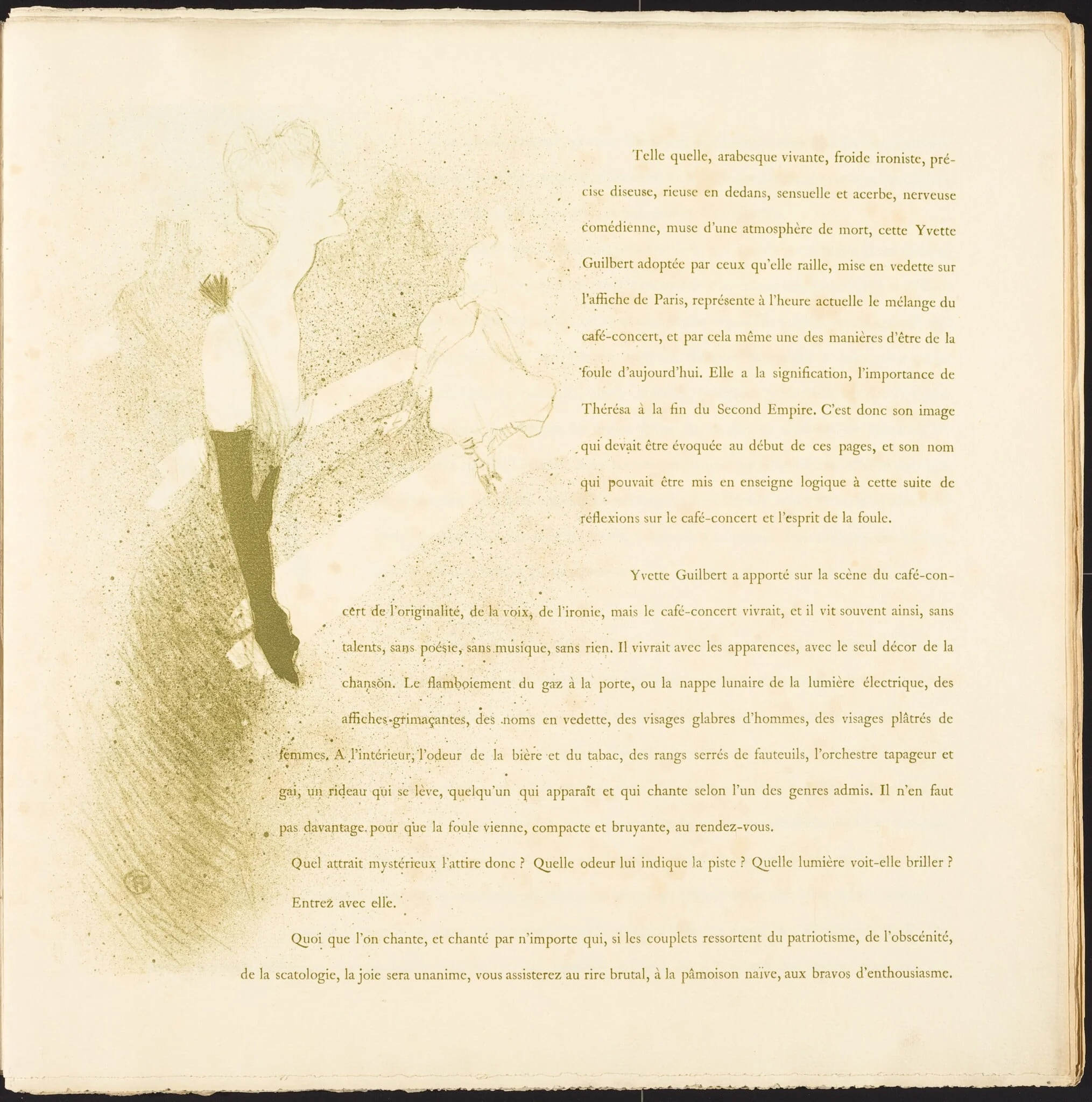 Yvette Guilbert, by Henri de Toulouse-Lautrec, ink, 1894