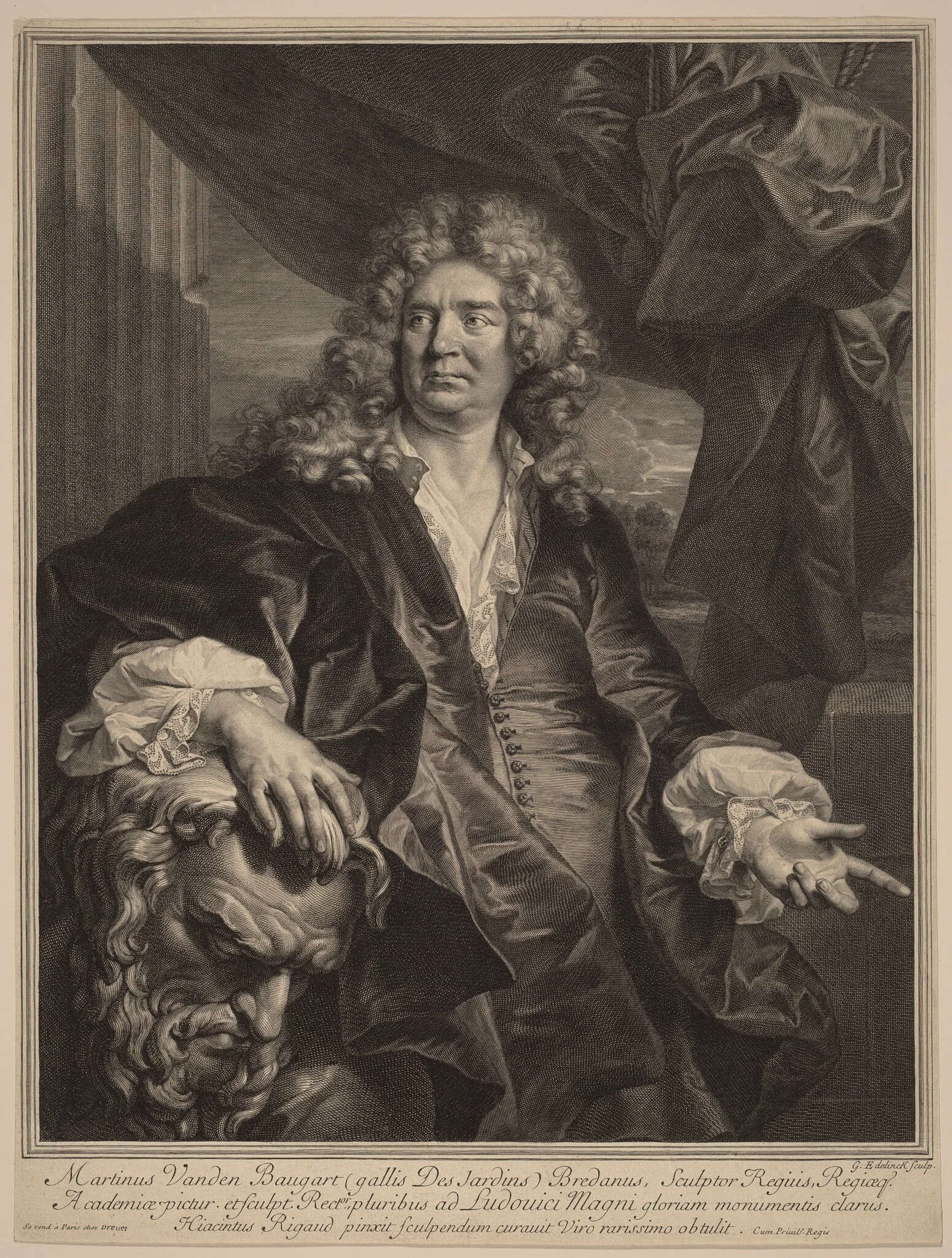 Martin Desjardins, by Gerard Edelinck, ink, 1674