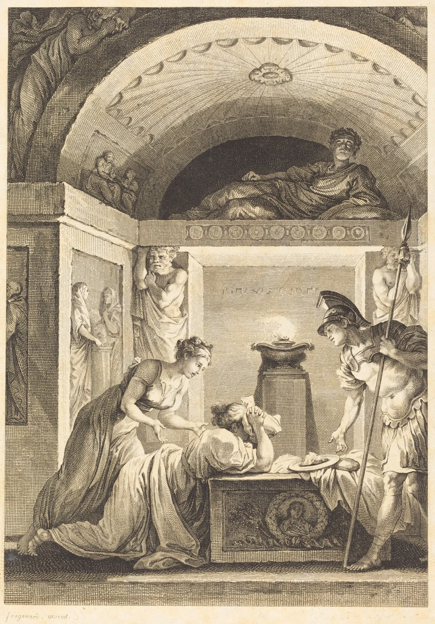 La matrone d'Ephese, by Jean-Louis Delignon, ink, 1793